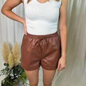 Women's Brown Leather Shorts
